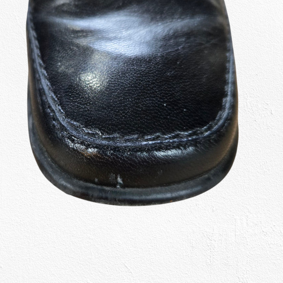 Y2K Lauren Ralph Lauren Black Square Toe Slip On Chelsey Loafers Size 9.5 - Picture 3 of 10